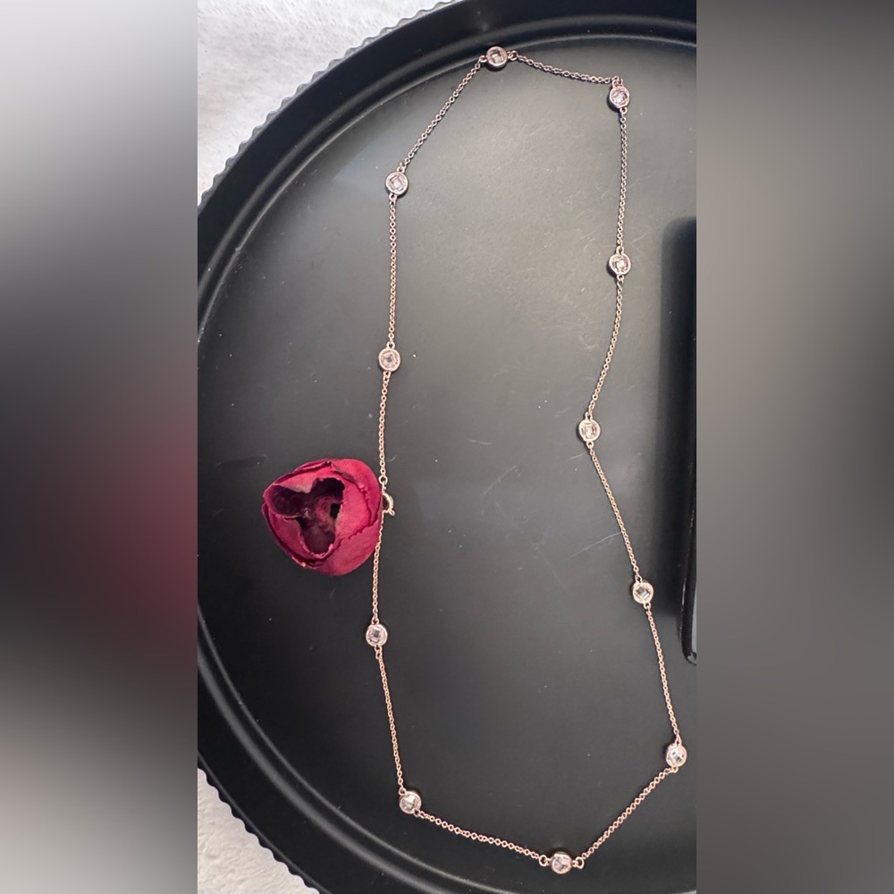 .925 Rose Gold plated Necklace with Crystal Accents - Picture 5 of 14